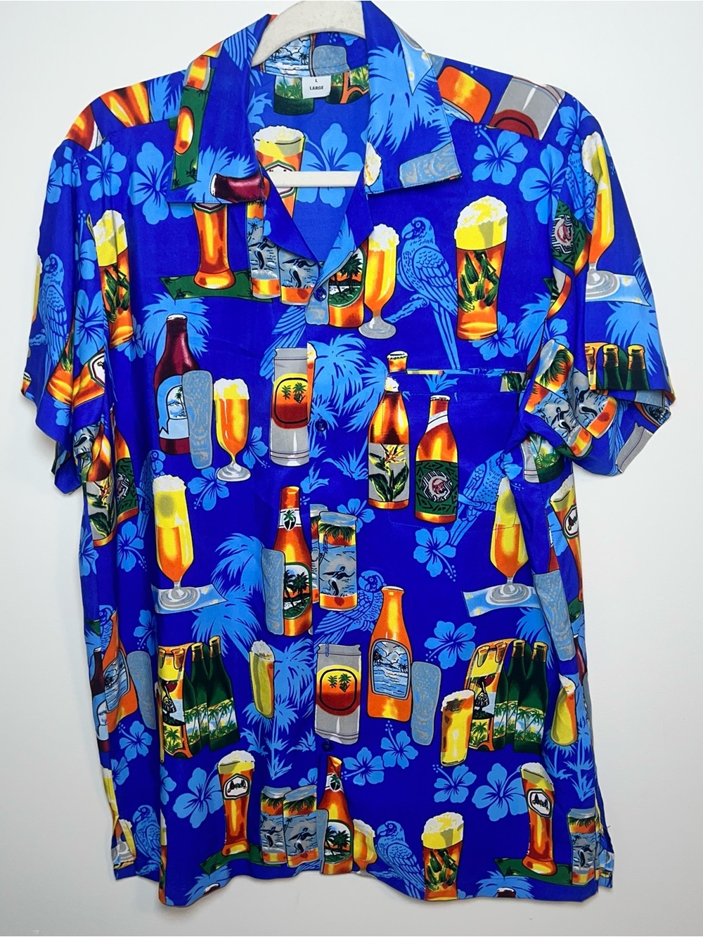 Blue Tropical Beer Print Men’s Shirt